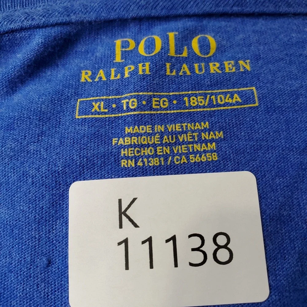 Polo Ralph Lauren Men Shirt XL Blue Logo‎ Embroidered Short Sleeve Crew Neck